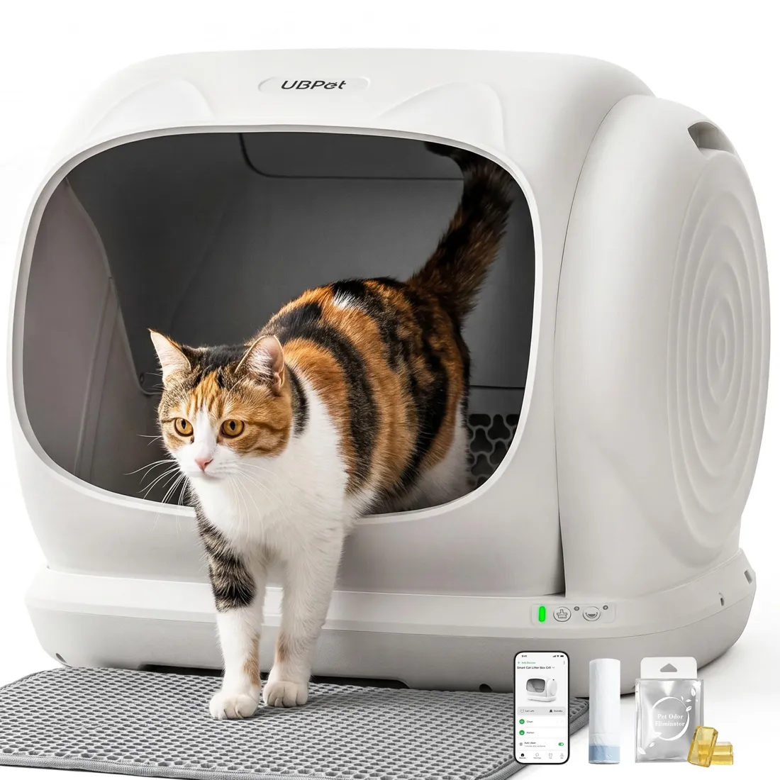 UBPET Arenero Autolimpiable 106L, Entrada Baja para Gatos Mayores